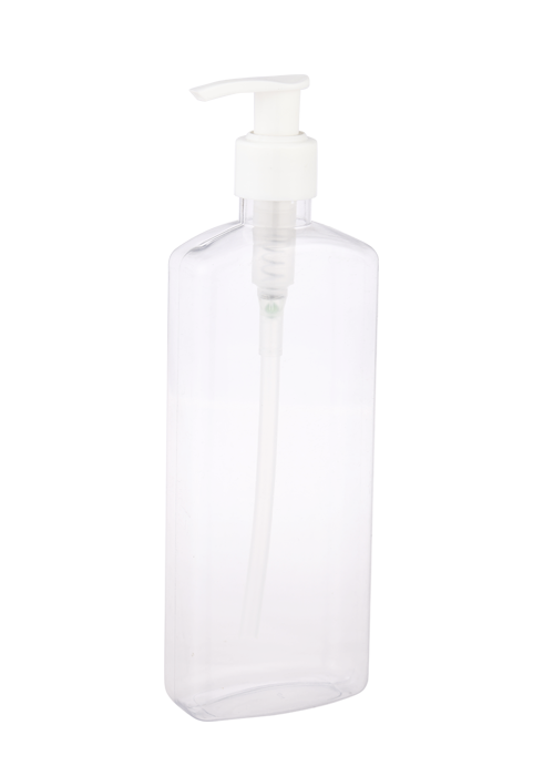400ml PET transparent flat square bottle lotion pump hand sanitizer bottle