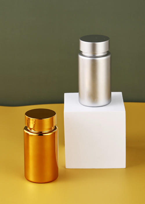 100-150g PET electroplating golden silver color capsule bottle health care product bottle