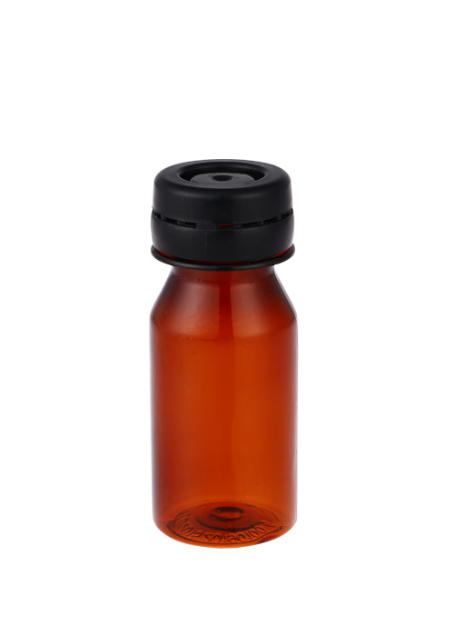 30-60ml PET Brown Transparent Snap Cap Liquid Liquid Round Bottle