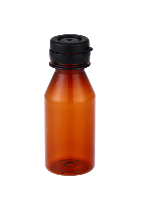 30-60ml PET Brown Transparent Snap Cap Liquid Liquid Round Bottle