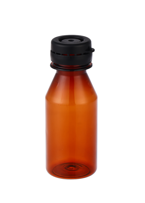 30-60ml PET Brown Transparent Snap Cap Liquid Liquid Round Bottle