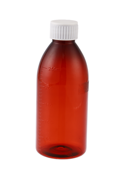 60-500ml PET cough syrup strong loquat dew brown bottle with PP measuring cup