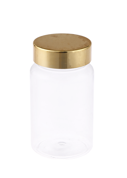 120ml PET Cap Gold Plated Health Supplement Capsule Bottle