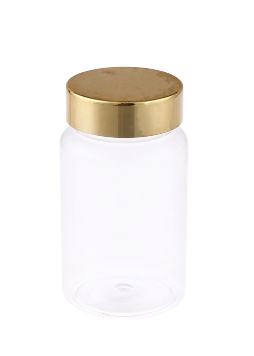 120ml PET Cap Gold Plated Health Supplement Capsule Bottle